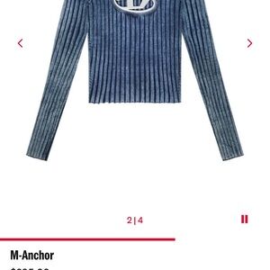 Chic Blue Ribbed Long Sleeve Top